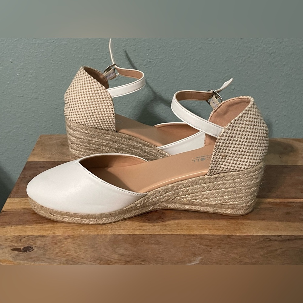 White wedge sandals